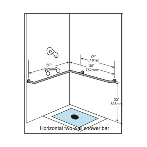 R-GB002 - HORIZONTAL TWO WALL GRAB BAR FOR SHOWER CUBICAL